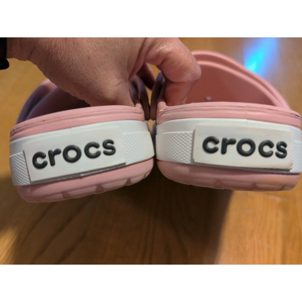 Crocs Crocband II Clogs Pink And White Women 9 Men 7 Comfy! Great Condition! - Picture 6 of 7